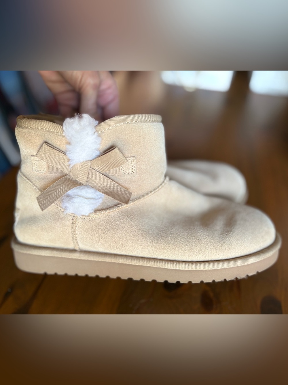 Koolaburra By UGG Women’s Tan Suede Shearling Bow Ankle Booties